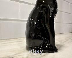 Stunning MCM Handcrafted Black Glass Egyptian Cat or Panther Statue 6 Heavy