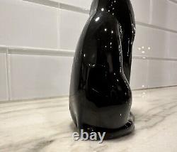 Stunning MCM Handcrafted Black Glass Egyptian Cat or Panther Statue 6 Heavy