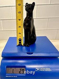 Stunning MCM Handcrafted Black Glass Egyptian Cat or Panther Statue 6 Heavy