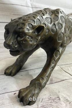 Superb Art Deco 100% Large Bronze Puma/Leopard/ Jaguar/ Big Cat Sculpture Deco