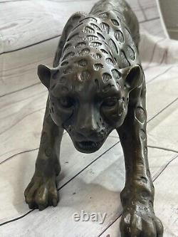 Superb Art Deco 100% Large Bronze Puma/Leopard/ Jaguar/ Big Cat Sculpture Deco