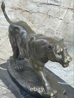 Superb Art Deco 100% Large Bronze Puma Leopard Jaguar Big Cat Sculpture Deco