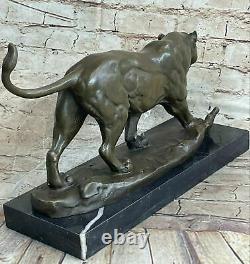 Superb Art Deco 100% Large Bronze Puma Leopard Jaguar Big Cat Sculpture Deco Art