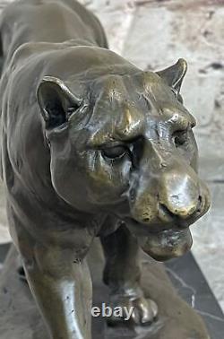 Superb Art Deco 100% Large Bronze Puma Leopard Jaguar Big Cat Sculpture Deco Nr