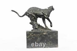 Superb Art Deco 100% Large Bronze Puma/leopard/ Jaguar/ Big Cat Sculpture Deal