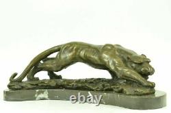 Superb Art Deco 100% Large Bronze Puma/leopard/ Jaguar/ Big Cat Sculpture Deco