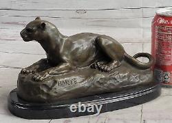 Superb Art Deco 100% Large Bronze Puma/leopard/ Jaguar/ Big Cat Sculpture Deco