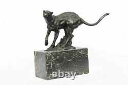 Superb Art Deco 100% Large Bronze Puma/leopard/ Jaguar/ Big Cat Sculpture Deco D