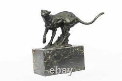 Superb Art Deco 100% Large Bronze Puma/leopard/ Jaguar/ Big Cat Sculpture Deco D