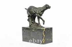 Superb Art Deco 100% Large Bronze Puma/leopard/ Jaguar/ Big Cat Sculpture Deco D