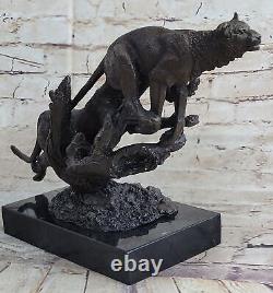 Superb Art Deco Large 100% Bronze Puma Leopard Jaguar Big Cat Sculpture Sale