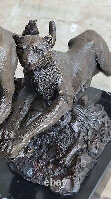 Superb Art Deco Large 100% Bronze Puma Leopard Jaguar Big Cat Sculpture Sale