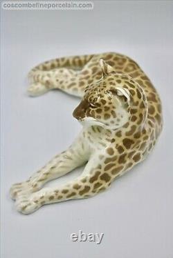 Superb German Nymphenburg porcelain figurine Big Cat Leopard Th. Karner