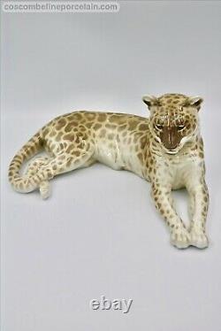 Superb German Nymphenburg porcelain figurine Big Cat Leopard Th. Karner