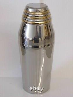 Superb Vintage Art Deco Style Guy Degrenne French Chrome & Gold Cocktail Shaker