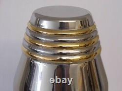 Superb Vintage Art Deco Style Guy Degrenne French Chrome & Gold Cocktail Shaker