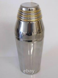 Superb Vintage Art Deco Style Guy Degrenne French Chrome & Gold Cocktail Shaker