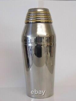 Superb Vintage Art Deco Style Guy Degrenne French Chrome & Gold Cocktail Shaker