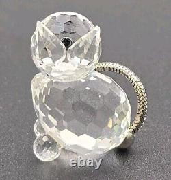 Swarovski Crystal Cat Kitten Miniature Flexible Silver Metal Tail Retired PB103