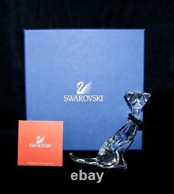 Swarovski Crystal Cat Wearing Green Collar #289478 IOB COA