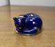 The Franklin Mint Curio Cabinet Cat Cobalt Blue And Gold Floral Sleeping Kitty