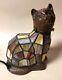 Tiffany Style Stained Glass Accent Table Lamp Kitty Cat Night Light Works