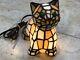Tiffany Style Stained Glass Cat Night Light Table Lamp