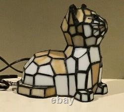Tiffany Style Stained Glass Cat Night Light Table Lamp