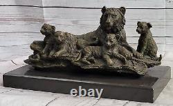 Tiger Safari Big Cat Lover Collector Bookend Bronze Marble Statue Heavy Deco Art