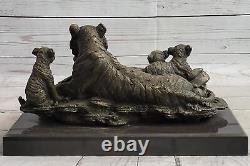 Tiger Safari Big Cat Lover Collector Bookend Bronze Marble Statue Heavy Deco Art