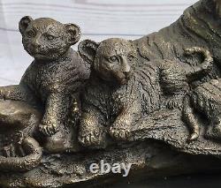 Tiger Safari Big Cat Lover Collector Bookend Bronze Marble Statue Heavy Deco Art