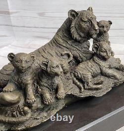 Tiger Safari Big Cat Lover Collector Bookend Bronze Marble Statue Heavy Deco Art