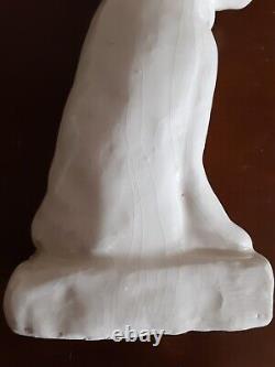 Unidentified Glazed White Molded Ceramic Model of a Lynx Wild Cat