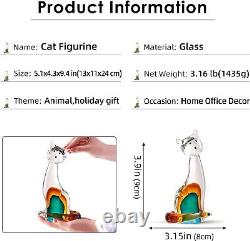 Unique Handcrafted Cat Glass Figurine Lovely Animal Collectible for Gifting