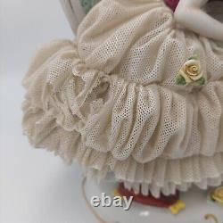 Unterweissbach Germany Dresden Lace Lady With Cat Porcelain Figurine 8340
