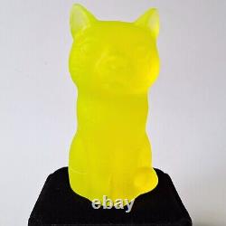 Uranium Cat Vaseline Frosted Matte Glass Figurine Glass Depression Yellow Glass
