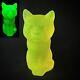 Uranium Cat Vaseline Glass Yellow Figurine Frosty Glass Matte Depression Glass