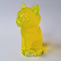 Uranium Glass Cat Czech Clear Uranium Glass Figurine Uranum Depression Glass