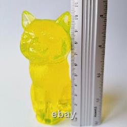 Uranium Glass Cat Czech Clear Uranium Glass Figurine Uranum Depression Glass