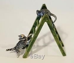 VIENNA BRONZE Miniature Figural Cat & Mouse Figurine on Ladder