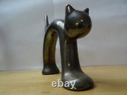 VINTAGE 1970s ISRAEL NAAMAN silver fine hand casted porcelain CAT figurine deco