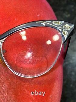 VINTAGE 50-60's Cat Eye Glasses Gold Plated American Optical Etched Engraved