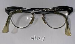 VINTAGE 50-60's Cat Eye Glasses Gold Plated American Optical Etched Engraved