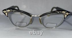 VINTAGE 50-60's Cat Eye Glasses Gold Plated American Optical Etched Engraved