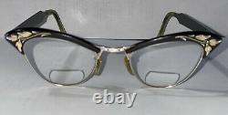 VINTAGE 50-60's Cat Eye Glasses Gold Plated American Optical Etched Engraved