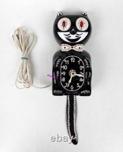 VINTAGE 60's BLACK-ELECTRIC-KIT CAT KLOCK-KAT CLOCK-ORIGINAL MOTOR REBUILT+ BOX