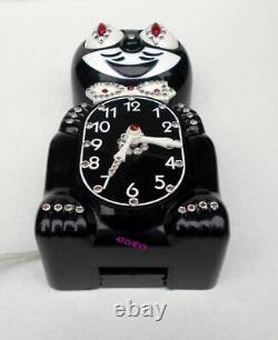 VINTAGE 60's BLACK-ELECTRIC-KIT CAT KLOCK-KAT CLOCK-ORIGINAL MOTOR REBUILT+ BOX