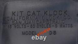 VINTAGE 60's BLACK-ELECTRIC-KIT CAT KLOCK-KAT CLOCK-ORIGINAL MOTOR REBUILT+ BOX