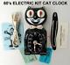 Vintage 60s Black Electric-kit Cat Klock-kat Clock-original Motor Rebuilt-works