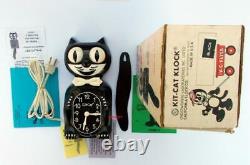 VINTAGE 80's-ELECTRIC-KIT CAT KLOCK-KAT CLOCK ORIGINAL MOTOR REBUILT+BOX- USA